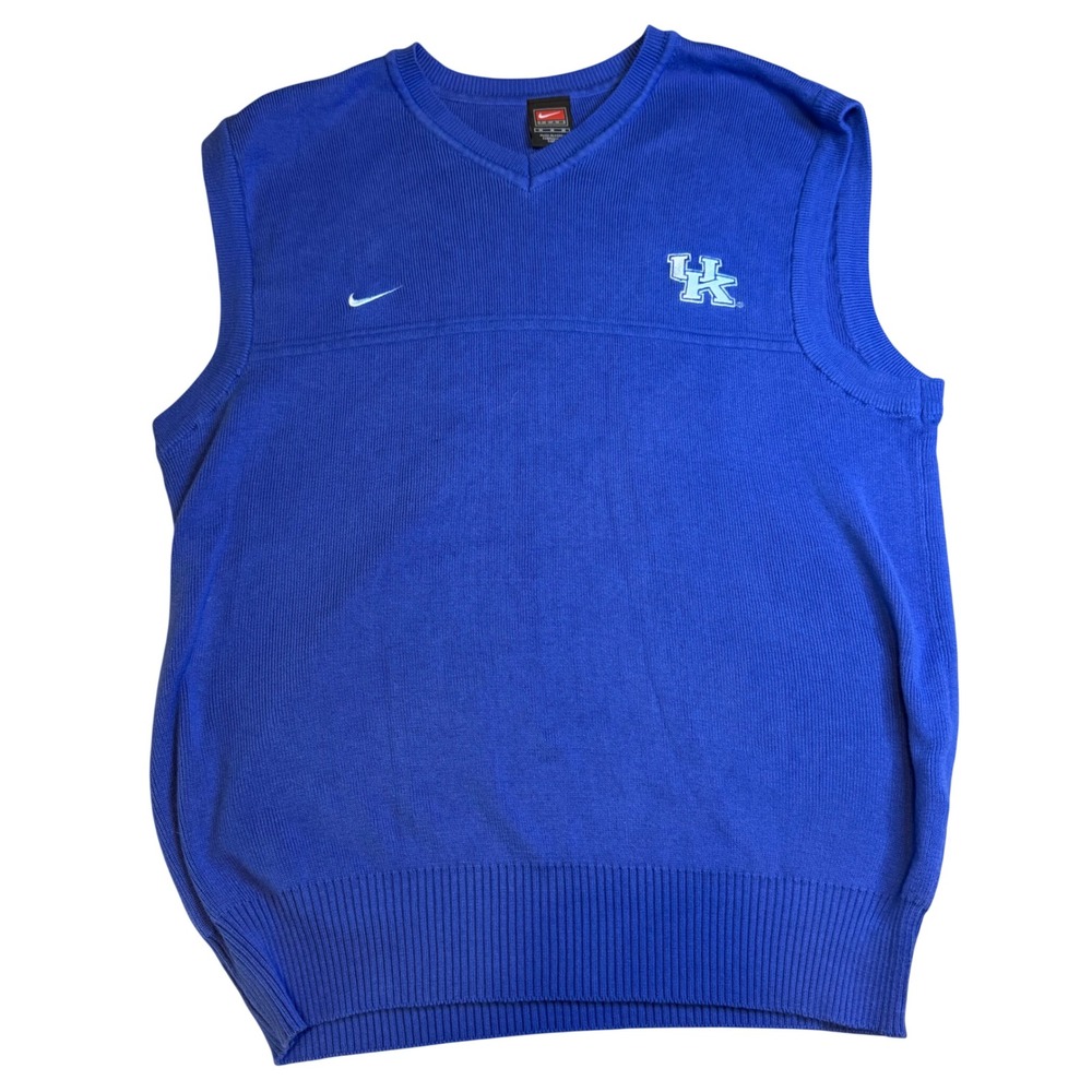 Nike Team Kentucky Wildcats Sweater Vest Mens Medium Blue V-Neck Cotton Vintage